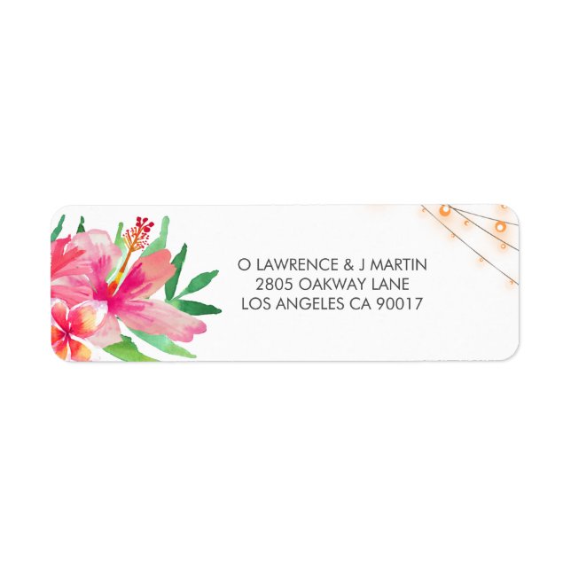 Etiqueta Luzes de Cordas Tropicais Florais (Frente)