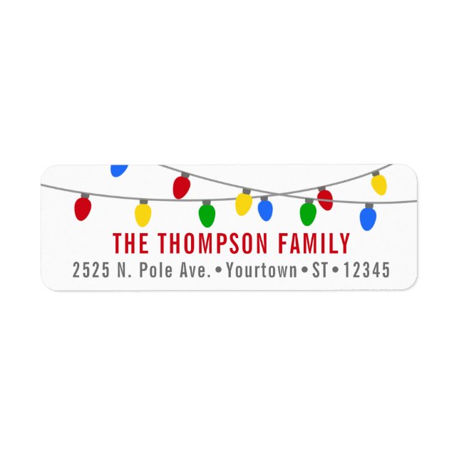 Etiqueta Luzes de Natal de Férias Modernas (Frente)