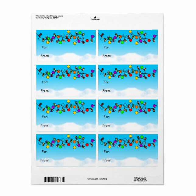 Etiqueta Luzes de Natal Feliz (Toda a folha)