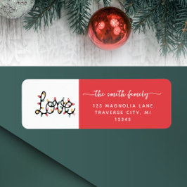Etiqueta Luzes de Natal minimalista Vermelho