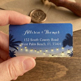 Etiqueta Luzes Românticas de Palmeiras de praia sunset