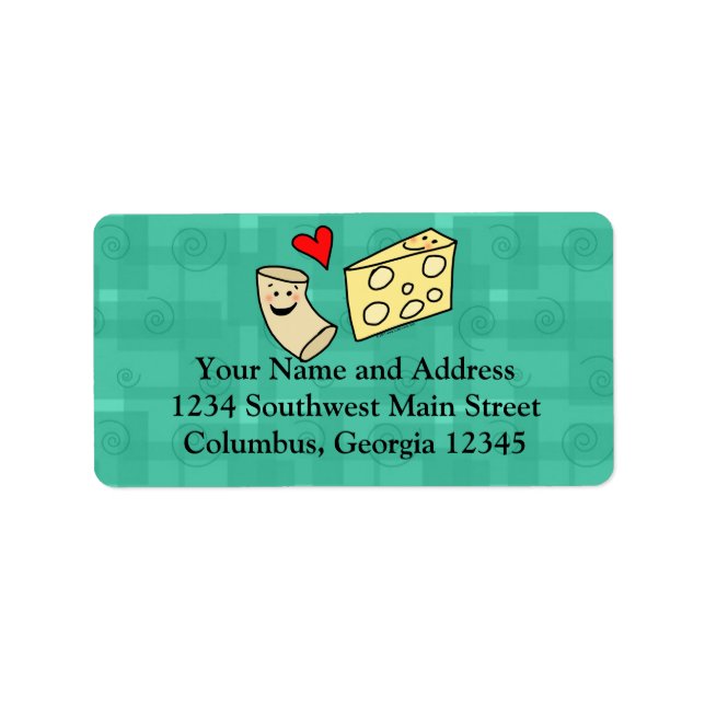 Etiqueta Mac ama queijo, macarrão engraçado e queijo (Frente)