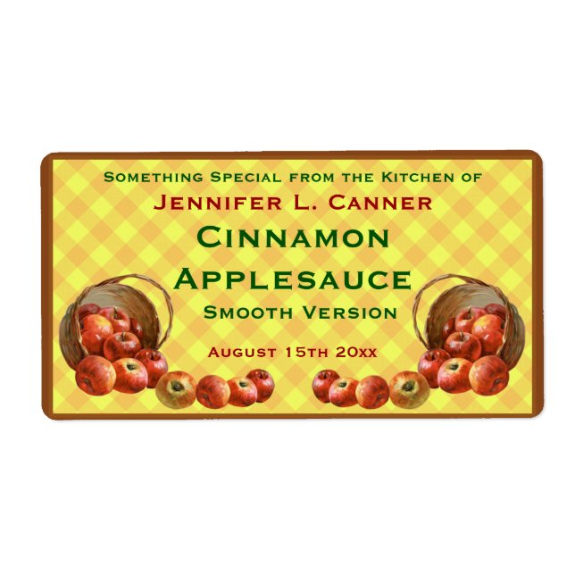 Etiqueta Maçãs de Maçã com Xadrez amarela (Frente)