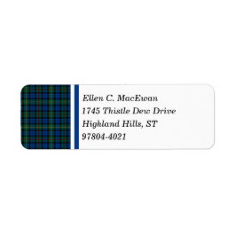 Etiqueta MacEwan Clan Royal Blue e Green Scottish Tartan