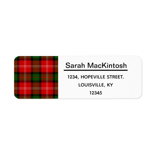 Etiqueta MacKintosh Tartan. (Frente)