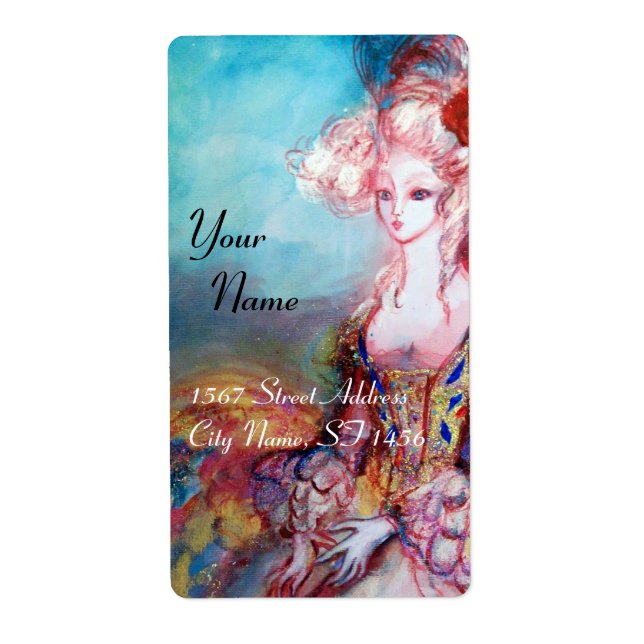 Etiqueta MADAME POMPADOUR, azul brilhante (Frente)