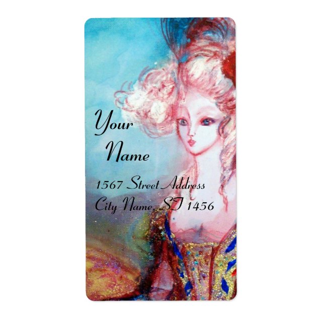 Etiqueta MADAME POMPADOUR, azul brilhante (Frente)