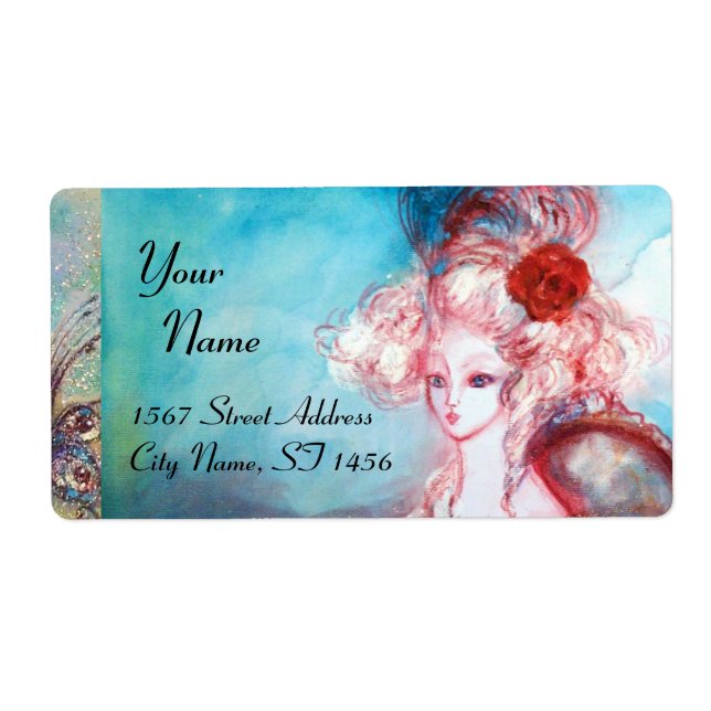 Etiqueta MADAME POMPADOUR, azul brilhante (Frente)