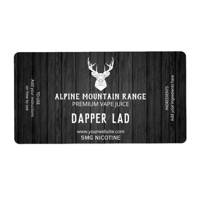 Etiqueta Madeira Masculina Nicotina Vape E Sucos Rótulos (Frente)