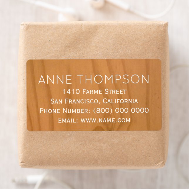 Etiqueta madeira russa falsa clara com nome (Insitu)