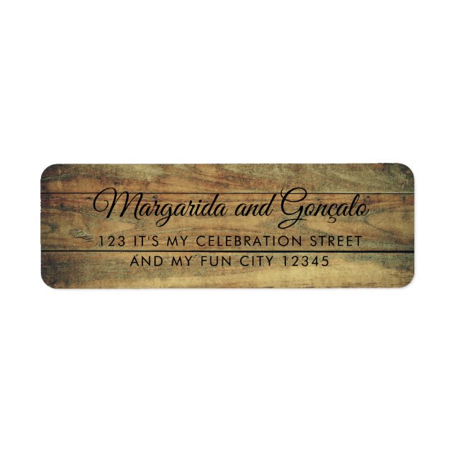 Etiqueta Madeira Rústica Parecendo Textura Castanha Simples (Frente)