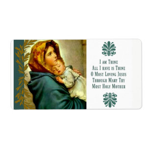 Etiqueta Mãe abençoada que guardara a criança Jesus