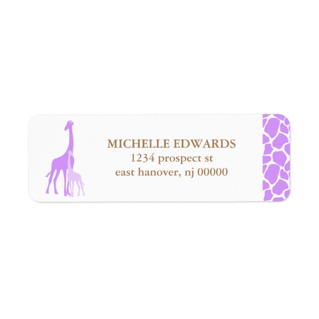 Etiqueta Mãe e Bebê Girafa Endereço de Devolução (Frente)