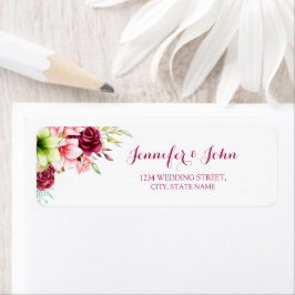 Etiqueta Magenta Red Amaryllis Floral Return Address