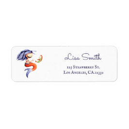 Etiqueta Magical Purple Fish Mermaid Return Address