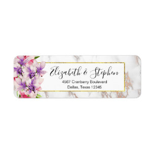 Etiqueta Magnolias de Aquarela, Casamento de Textura Marble