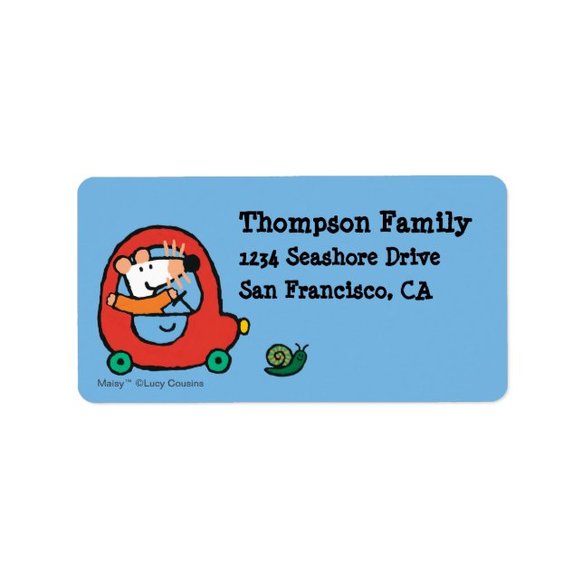 Etiqueta Maisy dirige um carro vermelho bonito (Frente)