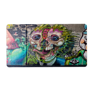 Etiqueta Maluco Grafite Crânio De Horror