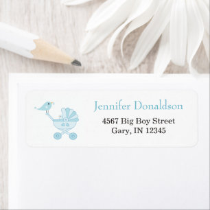 Etiqueta Mama Bird Baby Carruagem Blue Return Address Labs