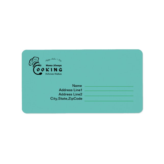Etiqueta Mama sempre Cozinhar deliciosos pratos Design (Frente)