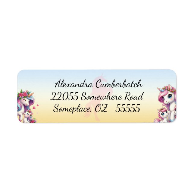 Etiqueta Mamãe e Baby Pastel Unicores (Frente)