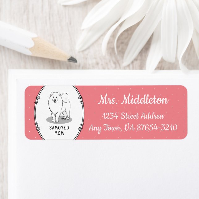 Etiqueta Mamãe Samoyed (branca) Cachorro Bonito (Insitu)