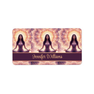 Etiqueta Mandala de Meditação Brilhante Mulher Nome Persona