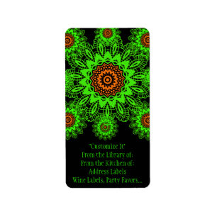 Etiqueta Mandala preta alaranjada Snowfla do Doily do laço