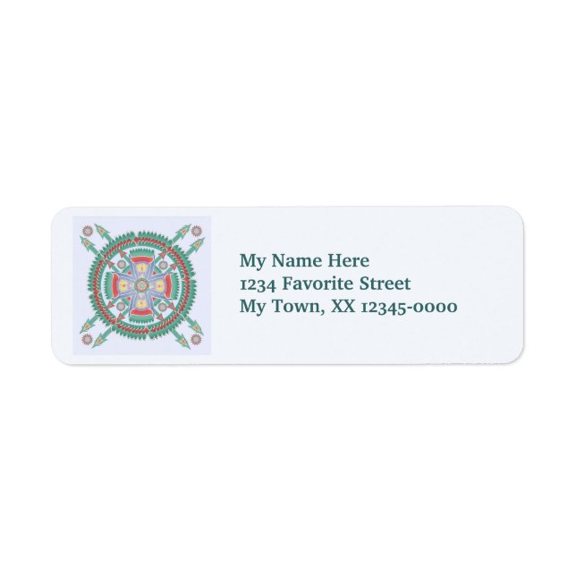 Etiqueta Mandala Tribal Turquesa (Frente)