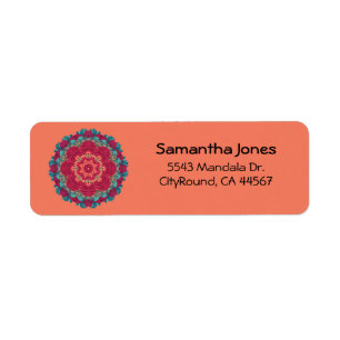 Etiqueta Mandala vermelha de Lotus