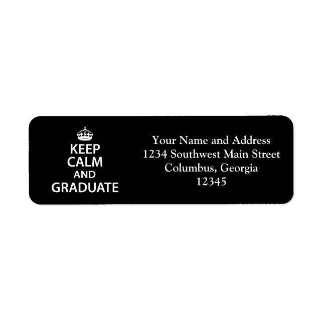 Etiqueta Mantenha a calma e o Formando com graça (Frente)