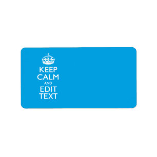 Etiqueta Mantenha a calma e o seu texto em azul-céu