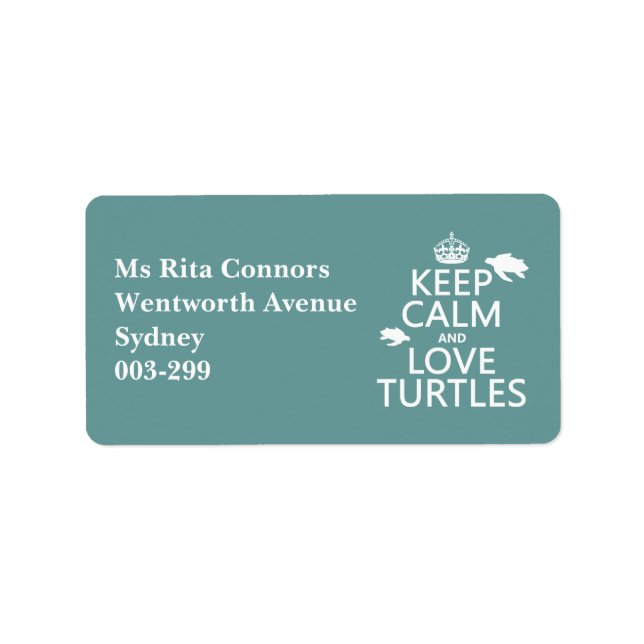 Etiqueta Mantenha as tartarugas calmas e amadas (Frente)