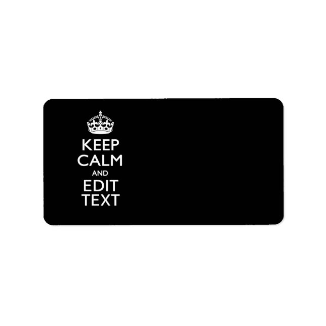 Etiqueta Manter Calmo Personalizado e Editar Texto a Preto (Frente)