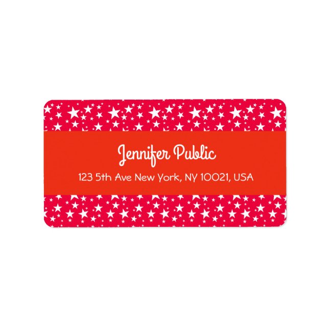 Etiqueta Manuscrito das Estrelas Brancas Vermelhas do Natal (Frente)