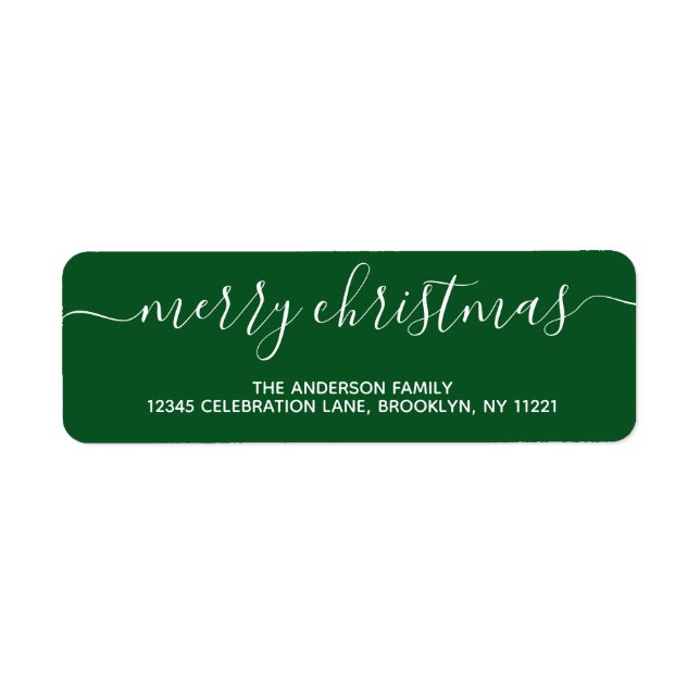 Etiqueta Manuscrito de Natal Merry Verde Na moda Moderno (Frente)