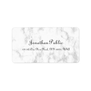 Etiqueta Manuscrito Script Moderno Elegante Branco Marble
