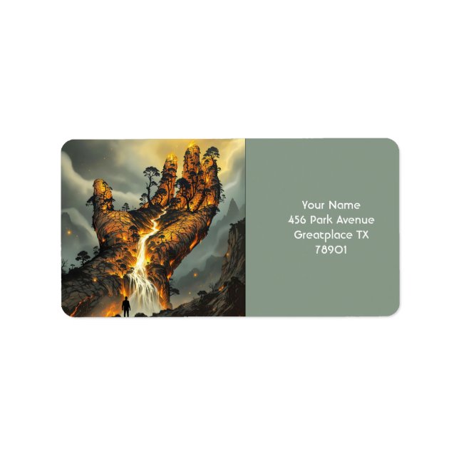 Etiqueta Mão de Lava-Fogo Fantasy (Frente)