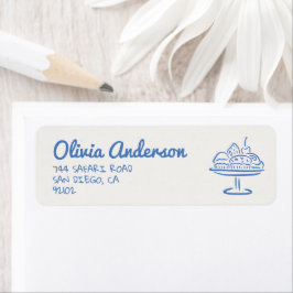 Etiqueta Mão Desenhada Azul No Chá Do Bebê Forno