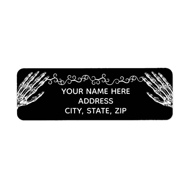 Etiqueta Mãos esqueléticas do Halloween gótico (Frente)