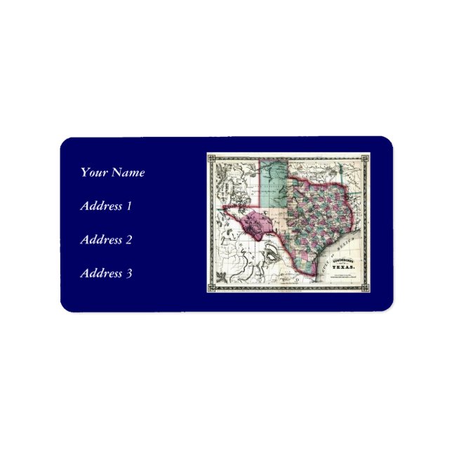 Etiqueta Mapa Antiquário do Texas, de 1866, por Schönberg & (Frente)