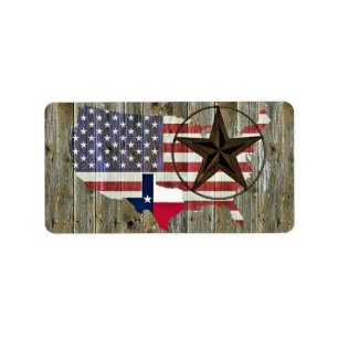 Etiqueta Mapa de Sinalizador de Estado do Texas Lone Star