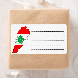Etiqueta Mapa do Líbano com Bandeira