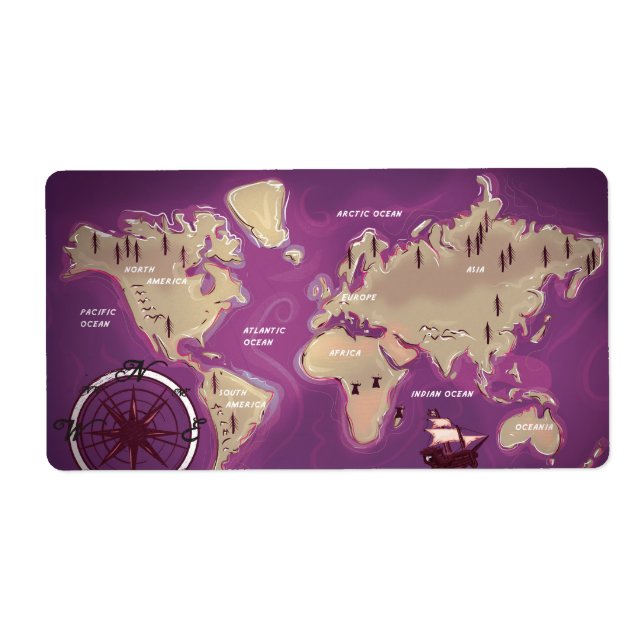 Etiqueta Mapa Mundial (Frente)
