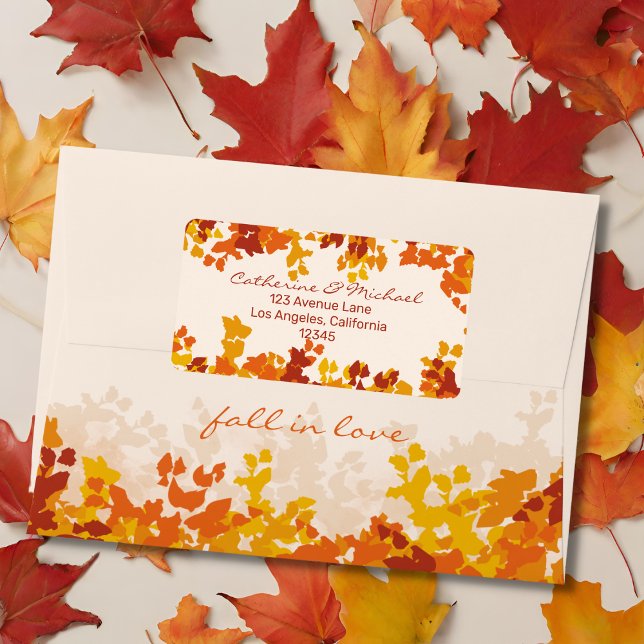 Etiqueta Maple Deixa Orange & Terracotta Autumn Casamento (Criador carregado)