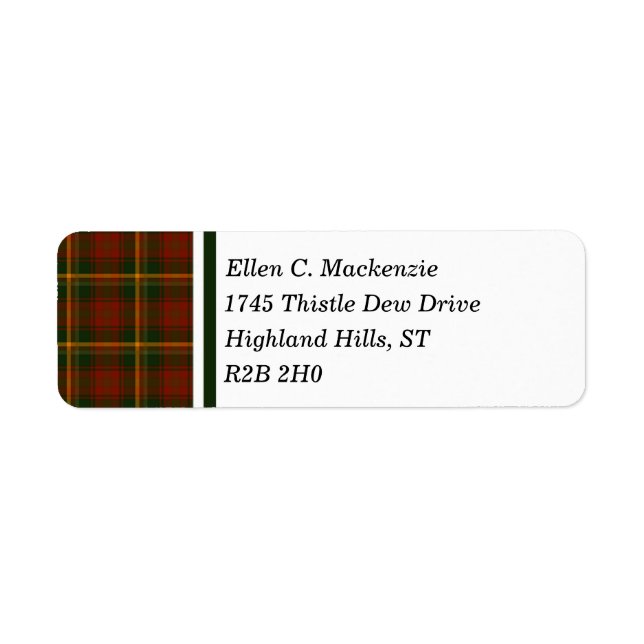 Etiqueta Maple Nacional Canadiano Leaf Tartan (Frente)