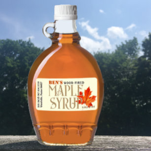 Etiqueta Maple Syrup Jug Label Ivory com Folha Laranja