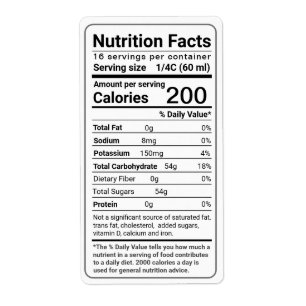 Etiqueta Maple Syrup Nutrition Facts Últimos Regulamentos