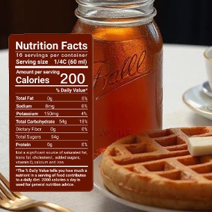 Etiqueta Maple Syrup Nutrition Facts Últimos Regulamentos d