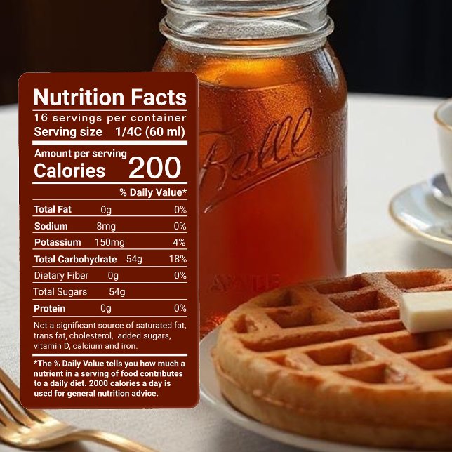 Etiqueta Maple Syrup Nutrition Facts Últimos Regulamentos d (Criador carregado)